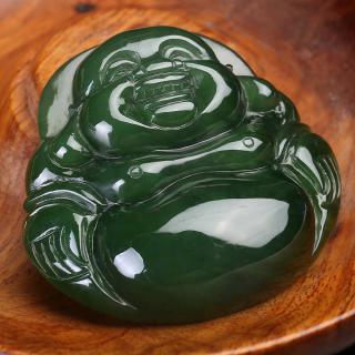 精致和田玉碧玉佛挂件