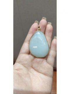 和田玉青花独籽包金挂件