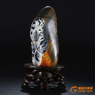 和田玉青花玉籽料摆件 苏工雕鸟语花香1129g